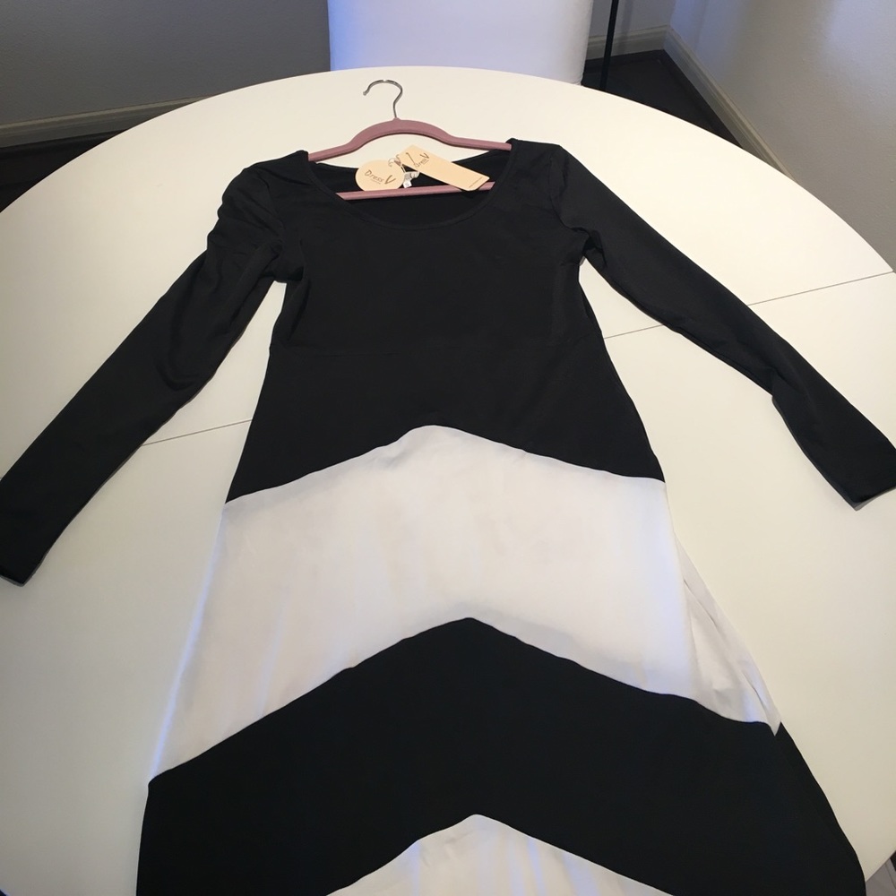 Long dress casual black and white